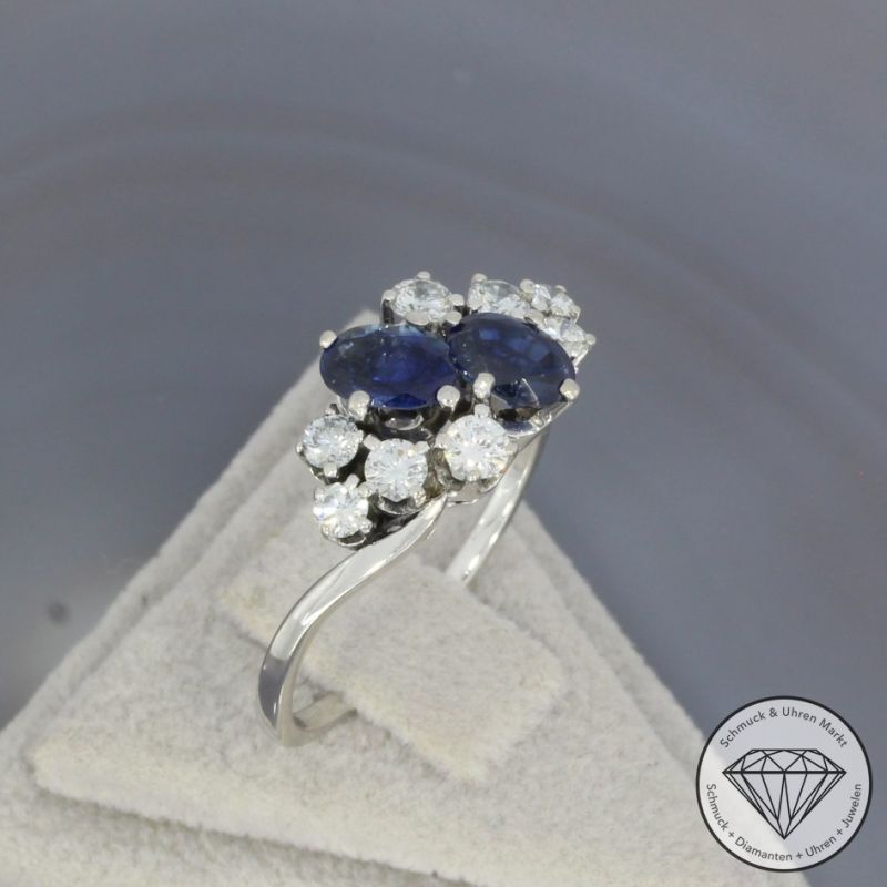 Wert 2490 € Brillant Saphir Ring in 750er 18 K Weißgold - 106497