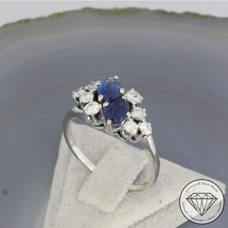 Wert 2490 € Brillant Saphir Ring in 750er 18 K Weißgold - 106497
