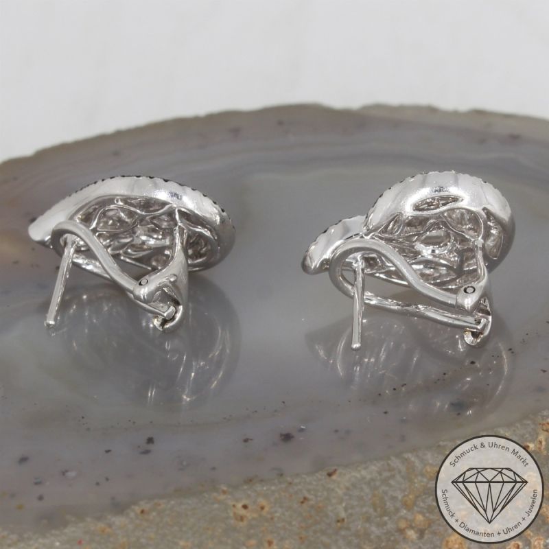 Wert 3290 € Schwarze Brillant Diamant Ohrringe in 750er 18 K Weißgold - 106508