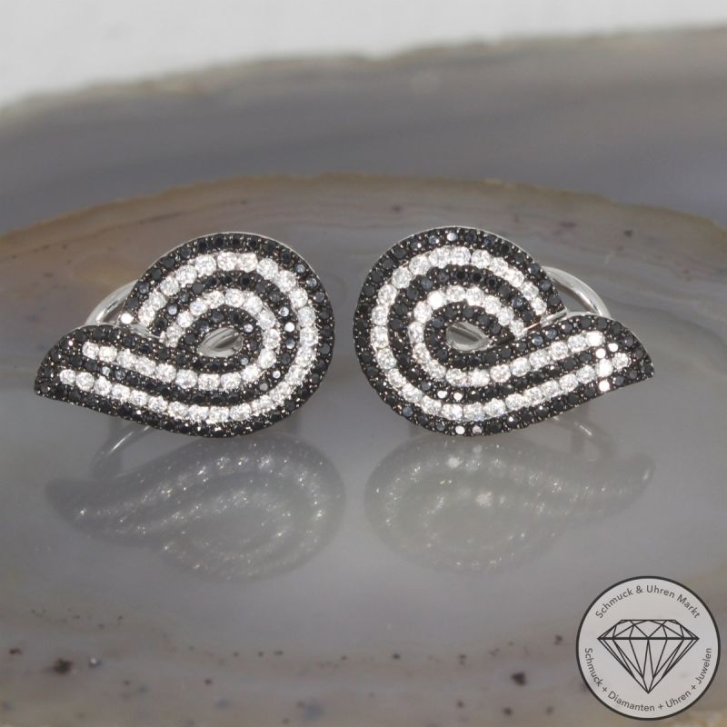 Wert 3290 € Schwarze Brillant Diamant Ohrringe in 750er 18 K Weißgold - 106508
