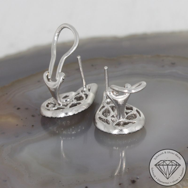 Wert 3290 € Schwarze Brillant Diamant Ohrringe in 750er 18 K Weißgold - 106508