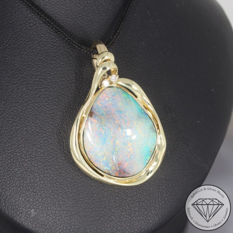 Wert 2490 € Brillant Opal Anhänger in 585er 14 K Gelbgold - 106513