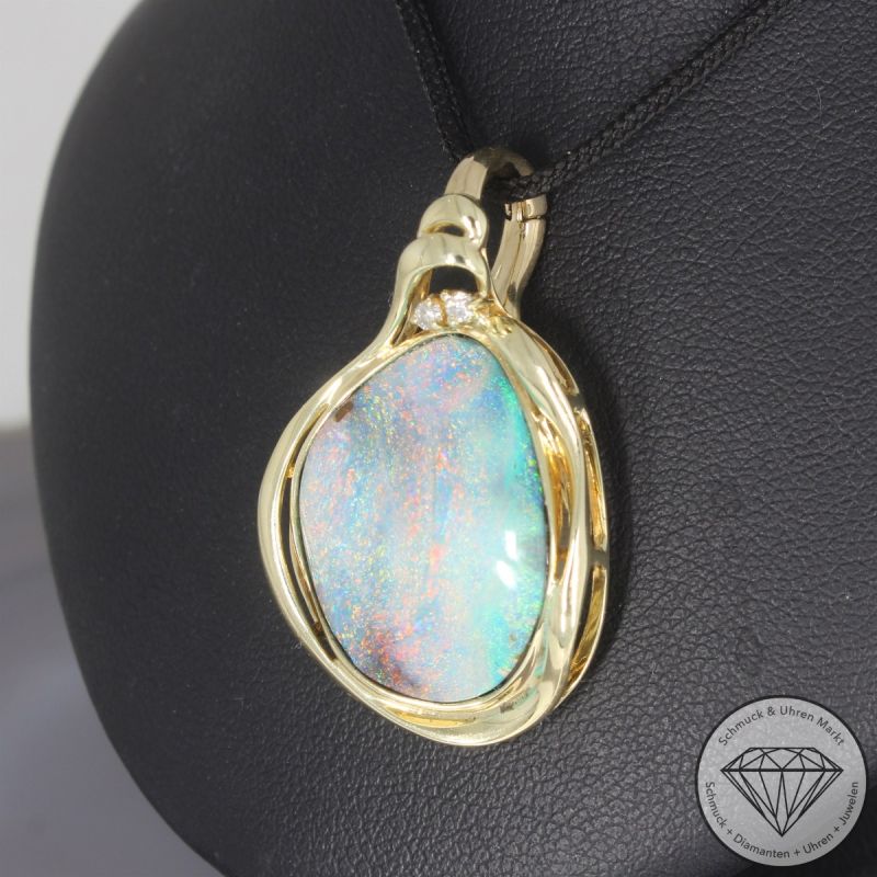 Wert 2490 € Brillant Opal Anhänger in 585er 14 K Gelbgold - 106513