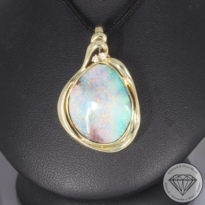 Wert 2490 € Brillant Opal Anhänger in 585er 14 K Gelbgold - 106513