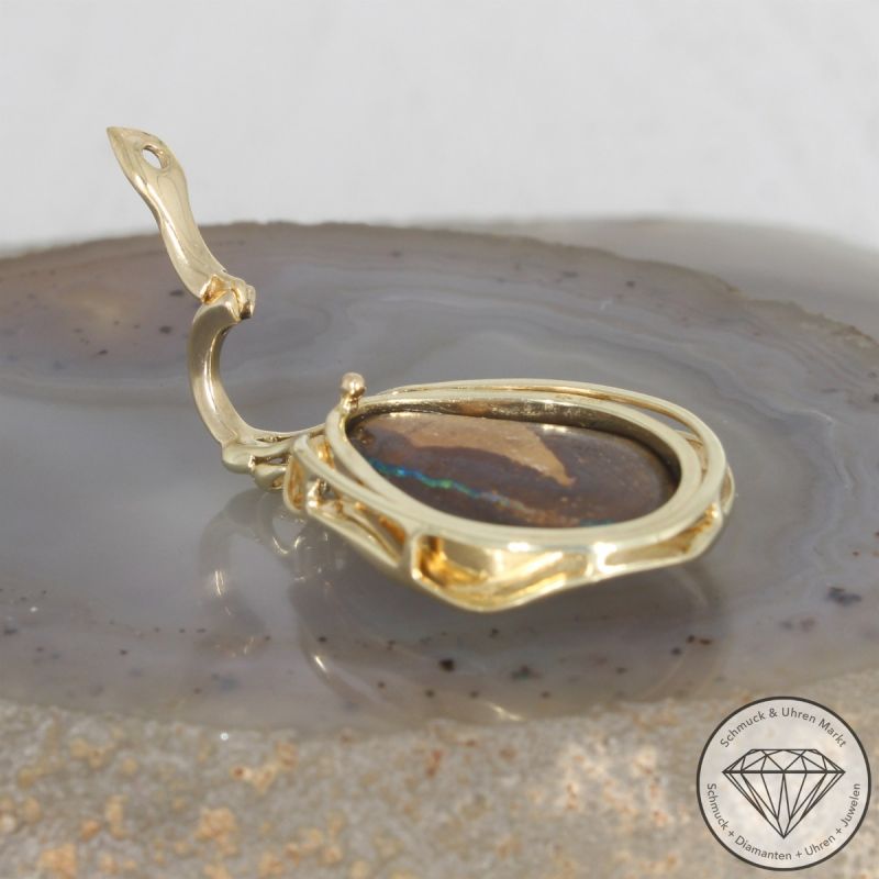 Wert 2490 € Brillant Opal Anhänger in 585er 14 K Gelbgold - 106513