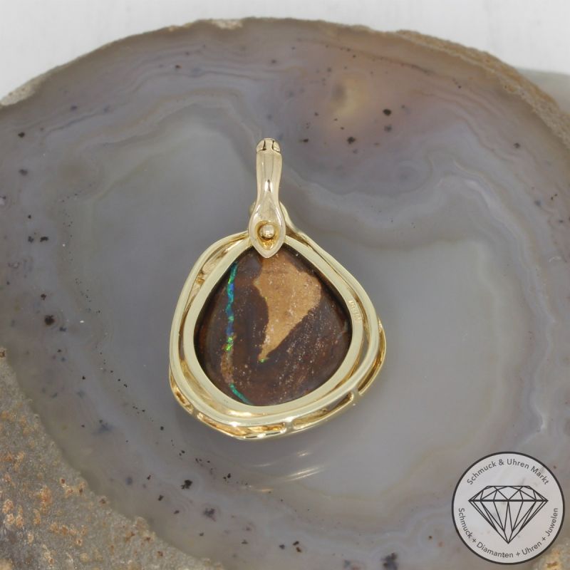 Wert 2490 € Brillant Opal Anhänger in 585er 14 K Gelbgold - 106513