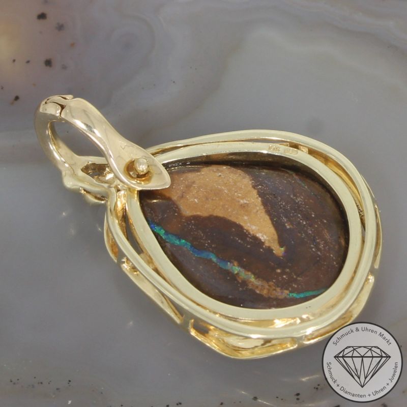 Wert 2490 € Brillant Opal Anhänger in 585er 14 K Gelbgold - 106513