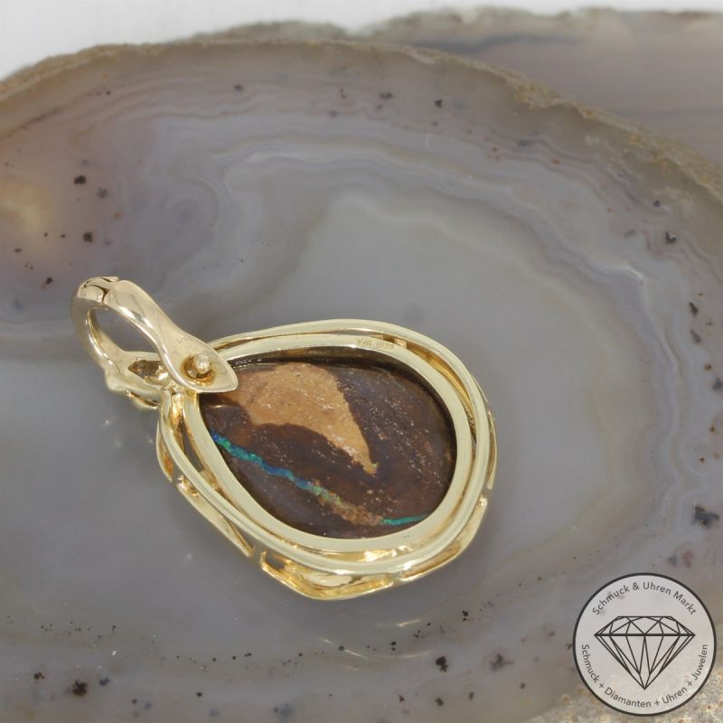 Wert 2490 € Brillant Opal Anhänger in 585er 14 K Gelbgold - 106513