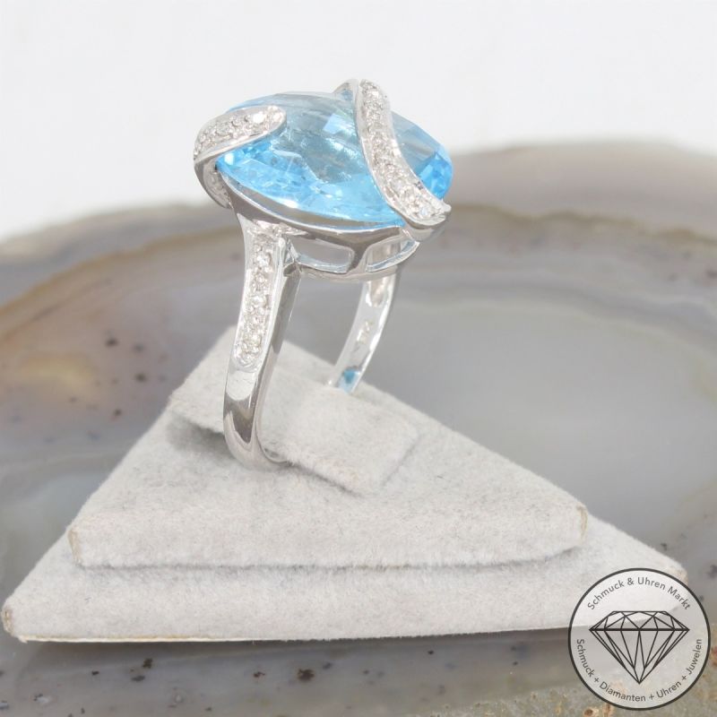 Wert 2590 € Diamant Topas Ring in 750er 18 K Weißgold - 106521