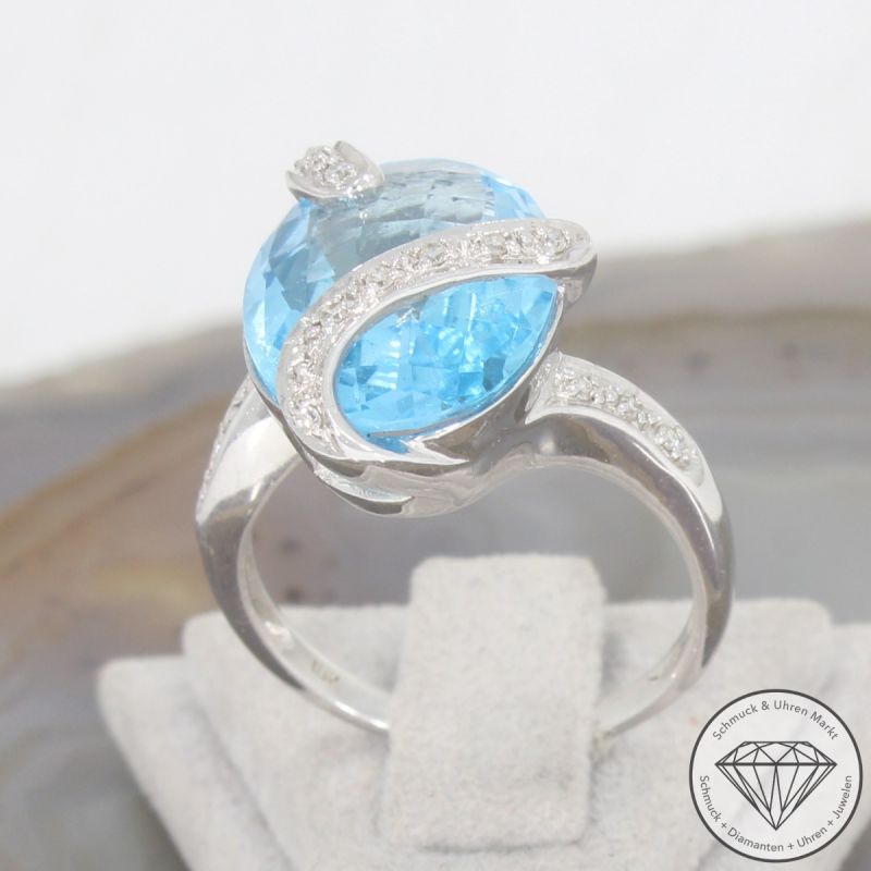 Wert 2590 € Diamant Topas Ring in 750er 18 K Weißgold - 106521