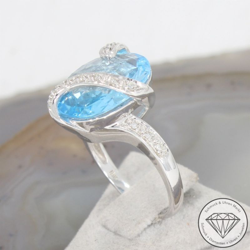 Wert 2590 € Diamant Topas Ring in 750er 18 K Weißgold - 106521