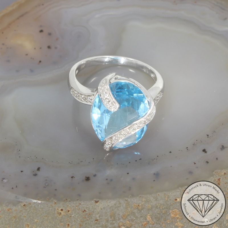 Wert 2590 € Diamant Topas Ring in 750er 18 K Weißgold - 106521