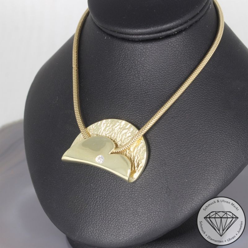 Wert 3900 € Solitär Brillant Anhänger & Kette (ca. 0,05 carat) in 585er 14 K Gelbgold - 106581