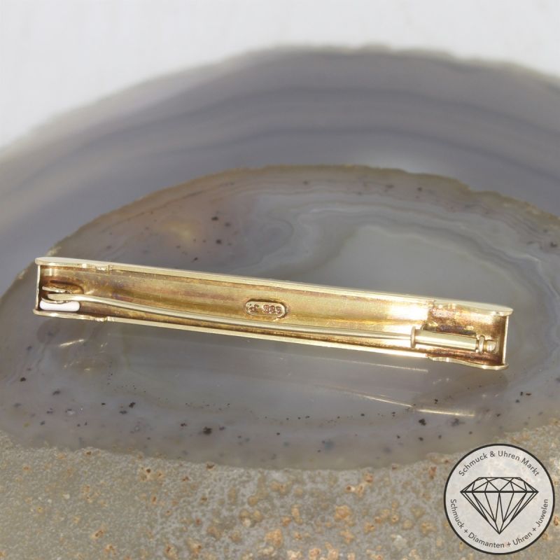 Wert 1390 € Perl Brosche in 585er 14 K Gelbgold - 106616