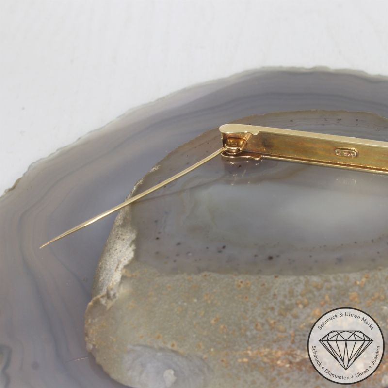 Wert 1390 € Perl Brosche in 585er 14 K Gelbgold - 106616