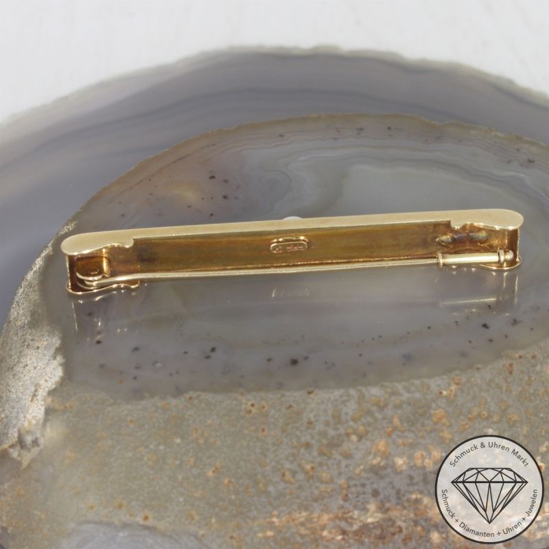 Wert 1390 € Perl Brosche in 585er 14 K Gelbgold - 106616
