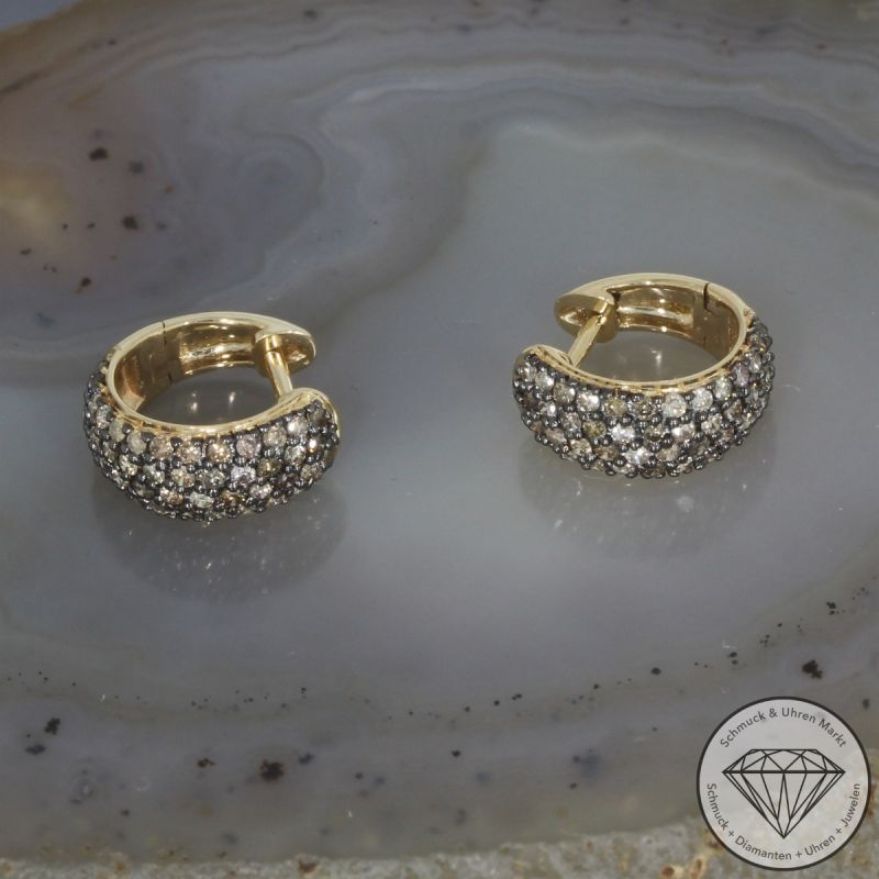 Wert 2190 € Brillant Creolen (0,77 carat) in 585er 14 K Gelbgold - H24
