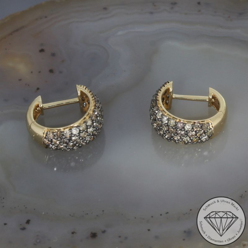 Wert 2190 € Brillant Creolen (0,77 carat) in 585er 14 K Gelbgold - H24