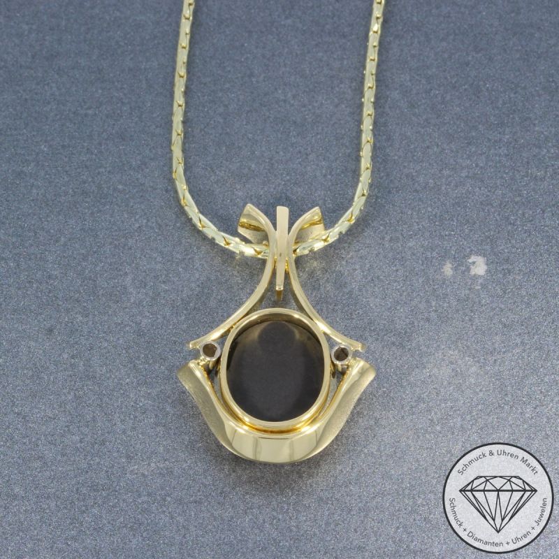 Wert 3590 € Brillant Opal Anhänger & Kette in 585er 14 K Gelbgold - 106702