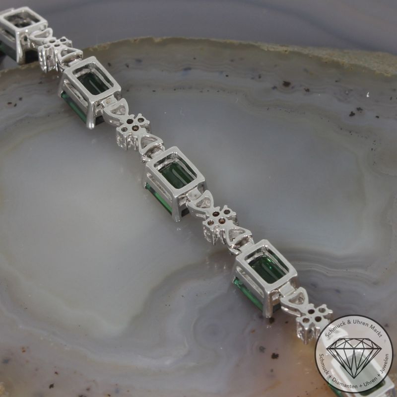 Wert 5790 € Brillant Turmalin Armband in 750er 18 K Weißgold - 106810