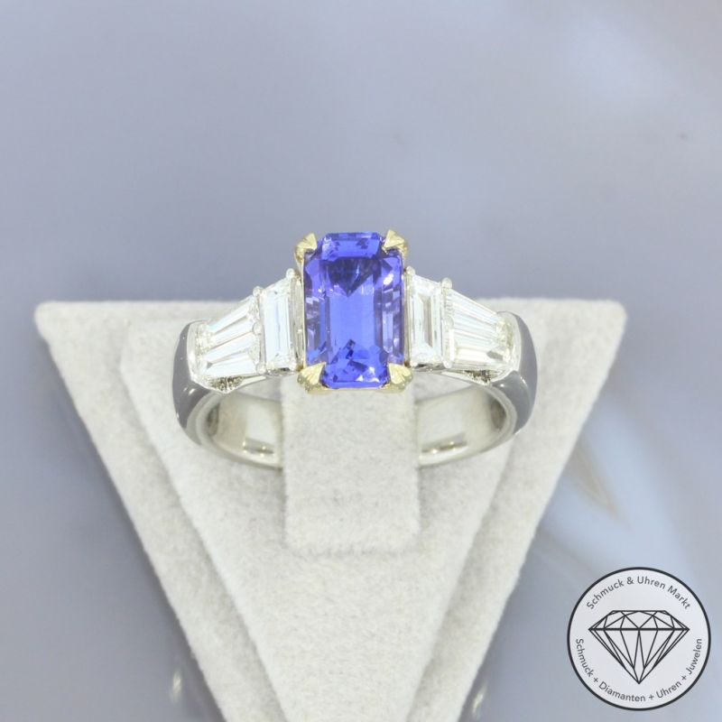 Wert 8990 € Diamant Tansanit Ring in 750er 18 K Gelbgold & Platin - 107214