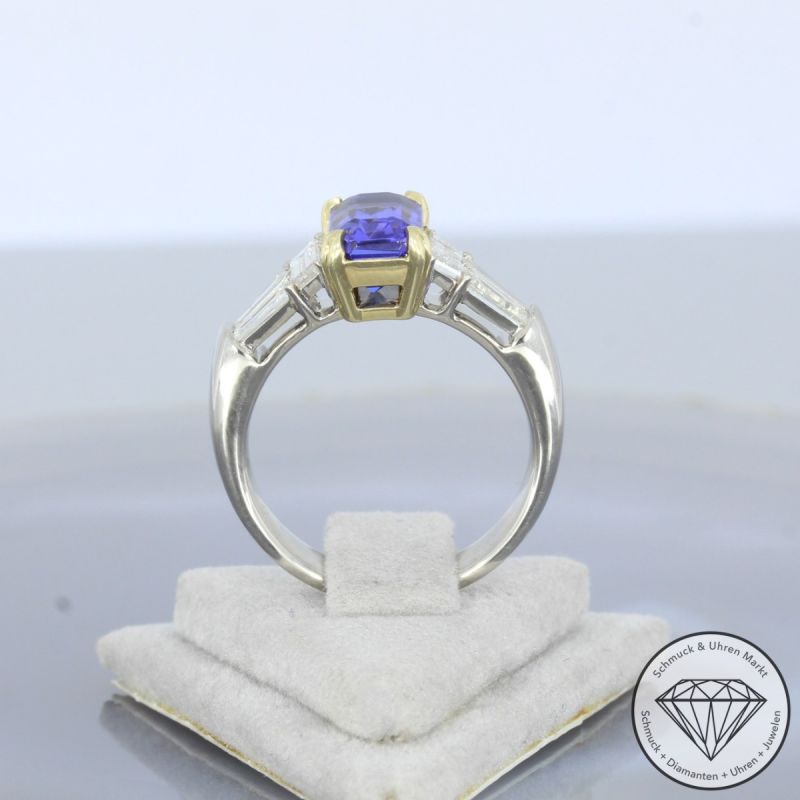 Wert 8990 € Diamant Tansanit Ring in 750er 18 K Gelbgold & Platin - 107214