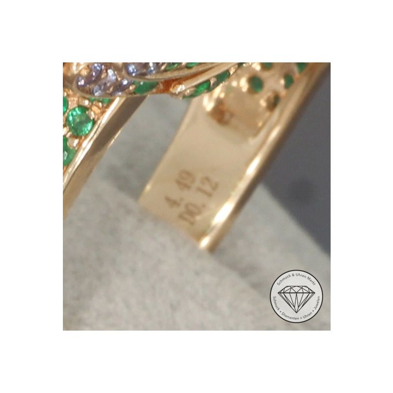 Wert 13490 € Brillant Diamant Edelstein Ring Papagei in 750er 18 K Gelbgold - 107349