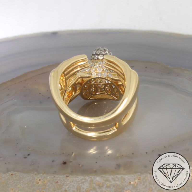 Wert 10690 € Brillant Ring Faultier in 750er 18 K Gelbgold - 107372