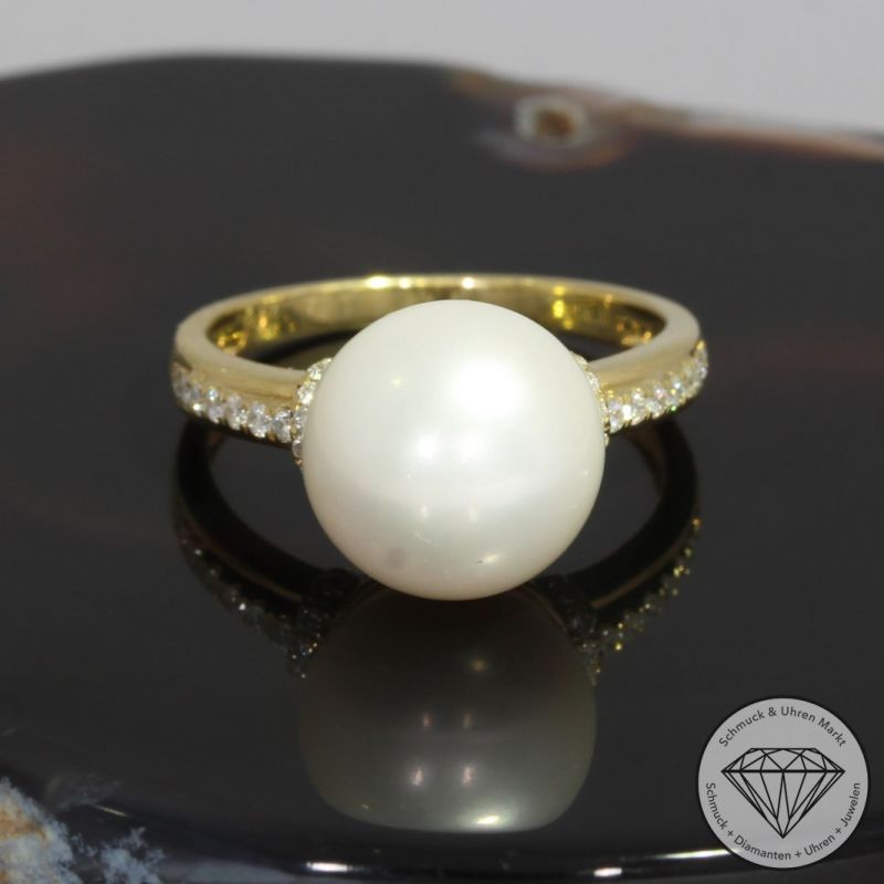 Wert 2050 € Brillant Perl Ring in 750er 18 K Gelbgold - 92524
