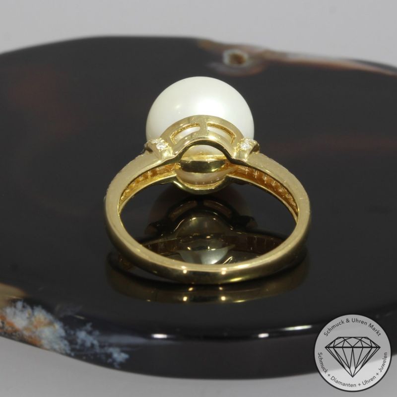 Wert 2050 € Brillant Perl Ring in 750er 18 K Gelbgold - 92524