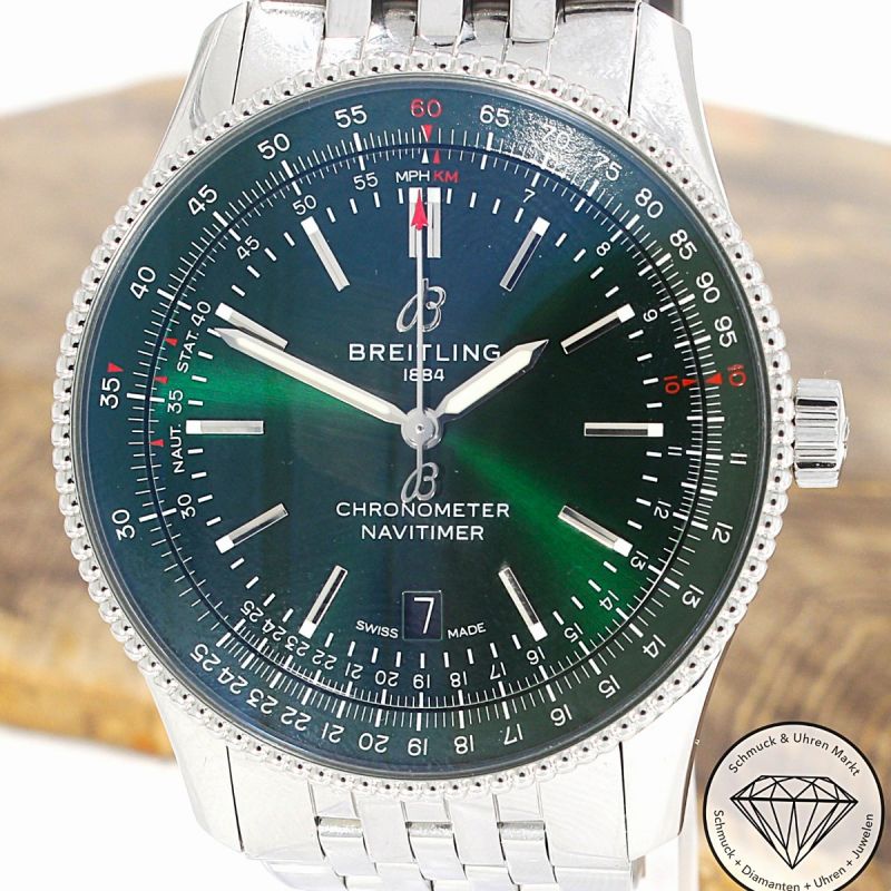 Wert 5950 € Breitling Navitimer Automatik Uhr Full Set A17326 Edelstahl - 101358