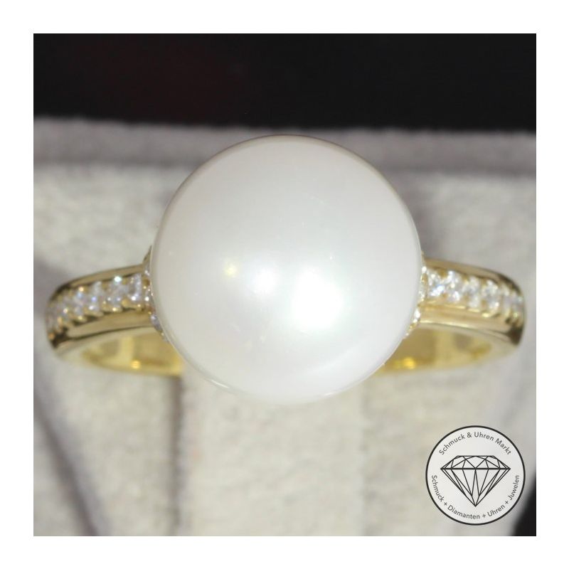 Wert 2050 € Brillant Perl Ring in 750er 18 K Gelbgold - 92524
