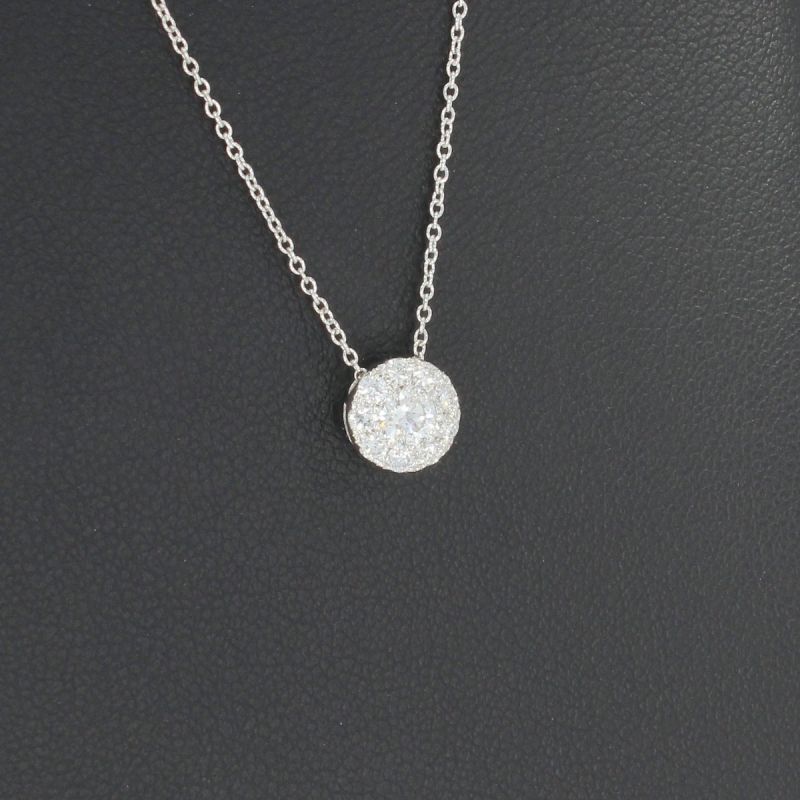 Wert 1560 € Brillant Anhänger Kette (0,40 carat) in 750er 18 K Weißgold L. 42 und 45 cm - H88