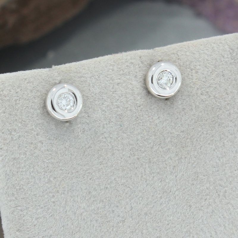 Wert 990 € Solitär Brillant Ohrstecker Ohrringe (0,10 carat) in 750er 18 K Weißgold - H139