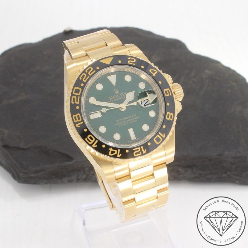 Rolex GMT Masters ll Automatik Uhr 116718 green Dial 18 Karat Gelb Gold - 97510