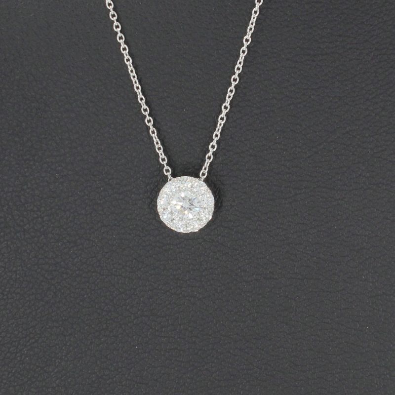 Wert 1560 € Brillant Anhänger Kette (0,40 carat) in 750er 18 K Weißgold L. 42 und 45 cm - H88