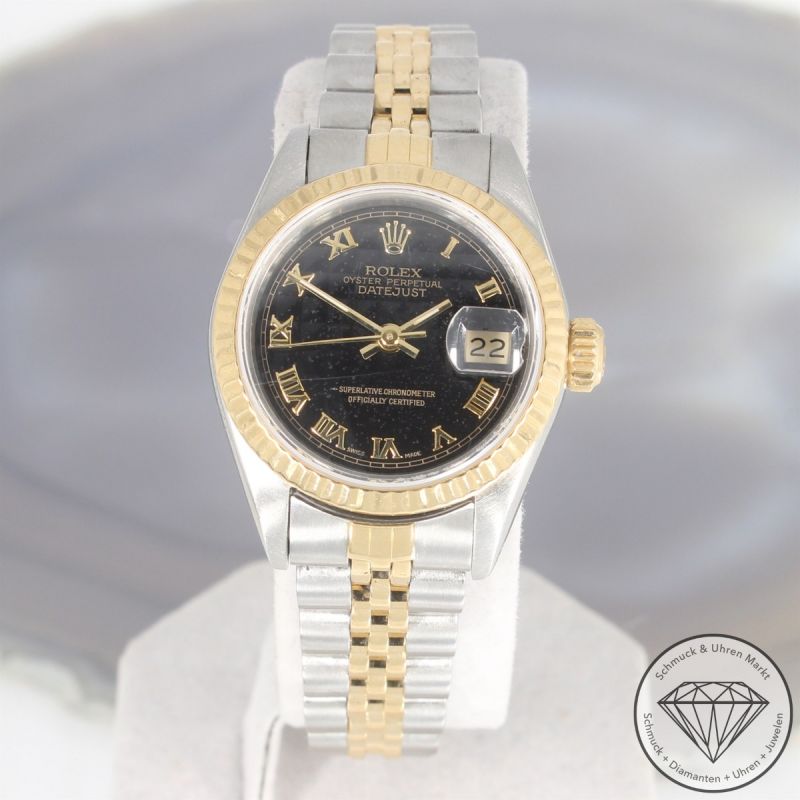 Rolex Datejust Lady Automatik Uhr 69173 seltenes Zifferblatt Edelstahl 18 Karat Gelbgold - 101259