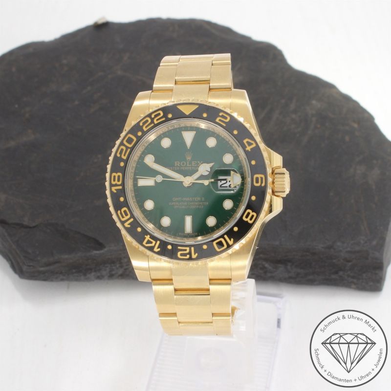 Rolex GMT Masters ll Automatik Uhr 116718 green Dial 18 Karat Gelb Gold - 97510