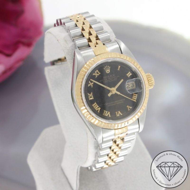 Rolex Datejust Lady Automatik Uhr 69173 seltenes Zifferblatt Edelstahl 18 Karat Gelbgold - 101259