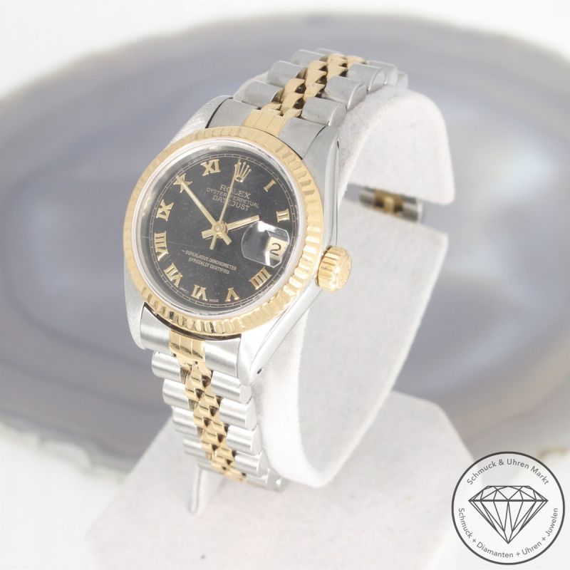 Rolex Datejust Lady Automatik Uhr 69173 seltenes Zifferblatt Edelstahl 18 Karat Gelbgold - 101259