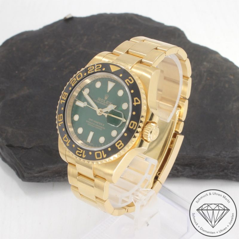 Rolex GMT Masters ll Automatik Uhr 116718 green Dial 18 Karat Gelb Gold - 97510