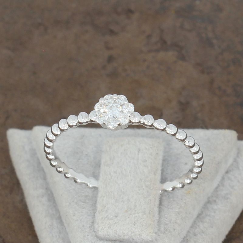 Wert 770 € Brillant Ring (0,10 carat) in 750er 18 K Weißgold Größe 56 - H434