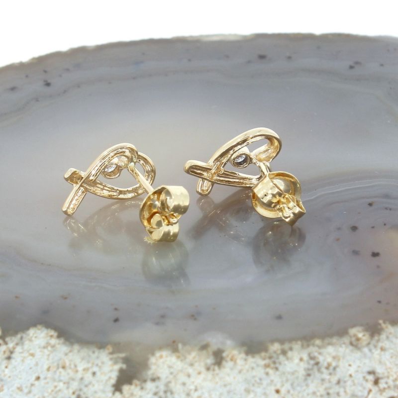 Wert 550 € Brillant Herz Ohrringe (0,04 carat) in 585er 14 K Gelbgold - H578