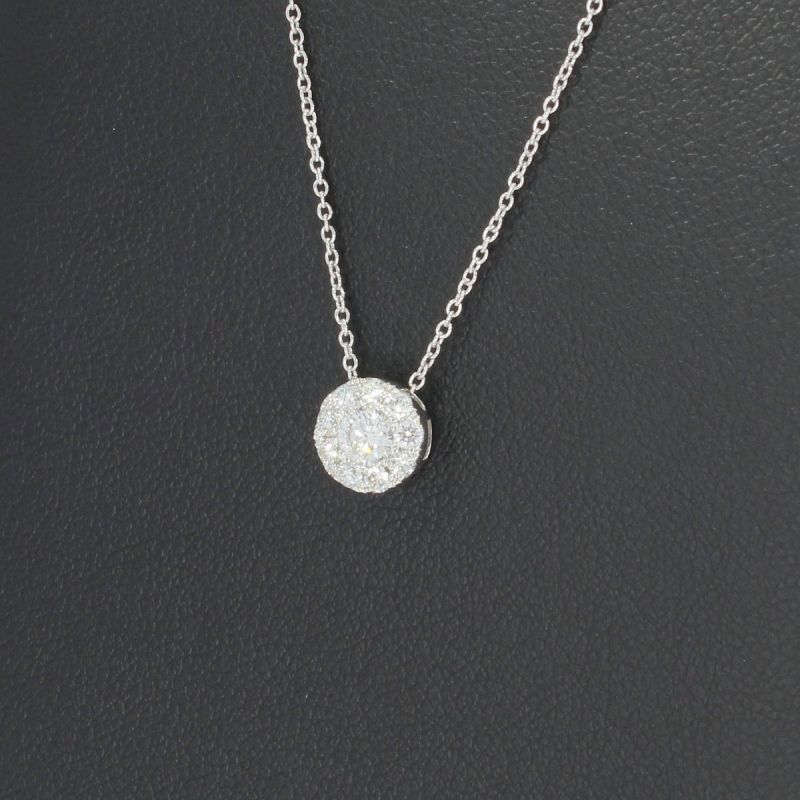 Wert 1560 € Brillant Anhänger Kette (0,40 carat) in 750er 18 K Weißgold L. 42 und 45 cm - H88