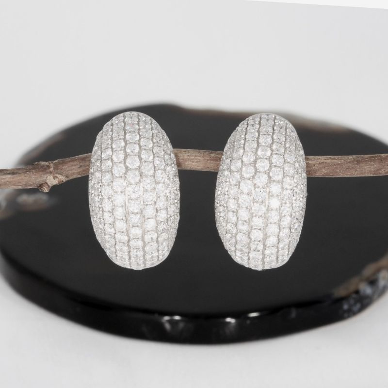 Sale! Wert 11700 € Brillant Ohrringe Creolen (4,10 carat) in 750er 18 K Weißgold - 47110