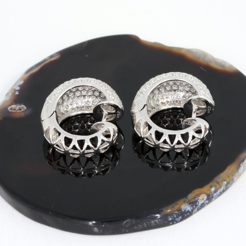 Sale! Wert 11700 € Brillant Ohrringe Creolen (4,10 carat) in 750er 18 K Weißgold - 47110