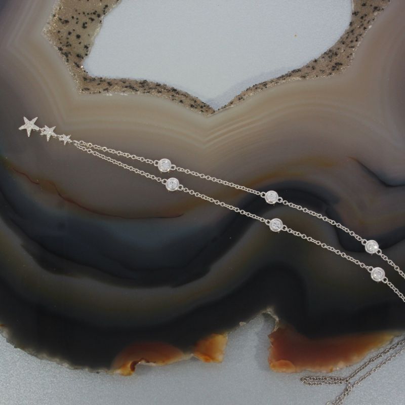 Wert 1990 € Brillant Collier mit Anhänger (0,45 carat) in 585er 14 K Weißgold Länge 40,5 + 45,5 cm - H549