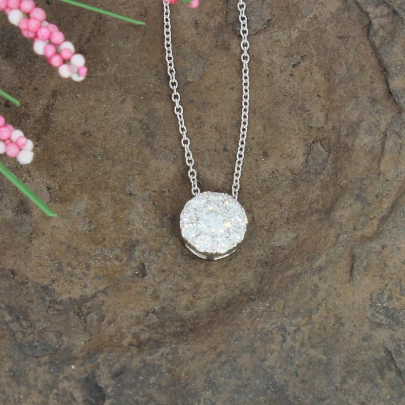 Wert 1560 € Brillant Anhänger Kette (0,40 carat) in 750er 18 K Weißgold L. 42 und 45 cm - H88