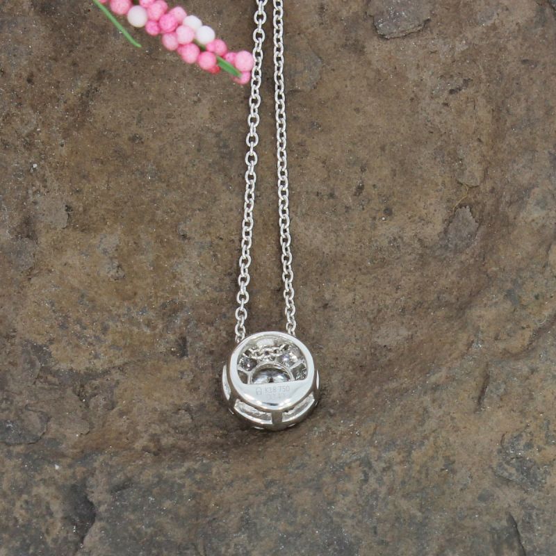 Wert 1560 € Brillant Anhänger Kette (0,40 carat) in 750er 18 K Weißgold L. 42 und 45 cm - H88