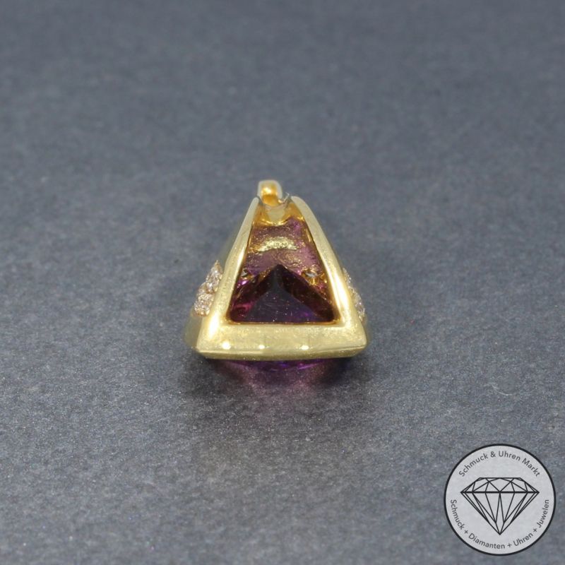 Wert 980 € Brillant Amethyst Anhänger ohne Kette 585er/14 Karat Gelb Gold Länge 2,1 cm – 63861